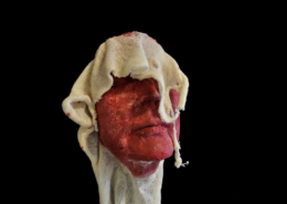Ingrid Slaa l beeld - doek en was- gezicht - titel weg l sculpture - clotht and wax - face - title a way